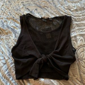 Ribbed crop top, fishnet lining